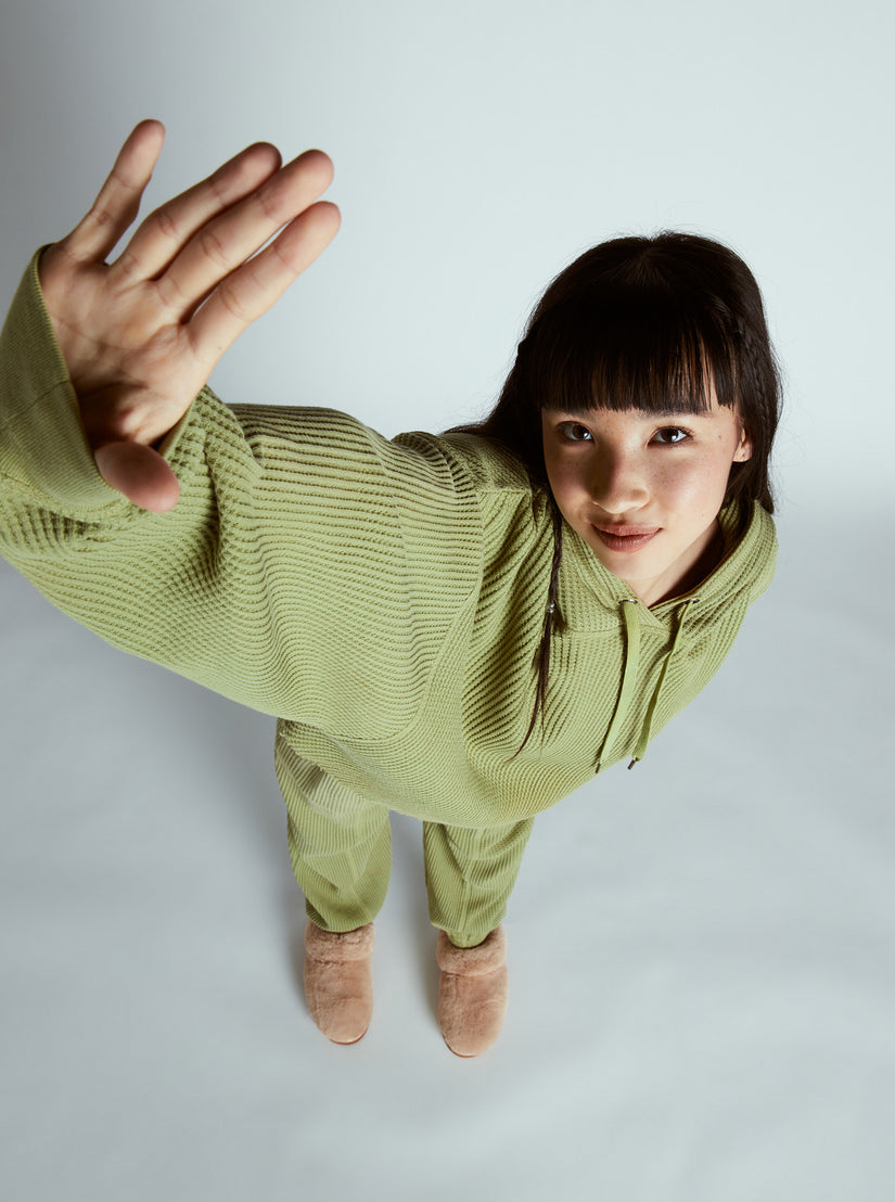 Women Roxy® Chloe Kim Off Duty Crop Hoodie Green | BAOP-07365