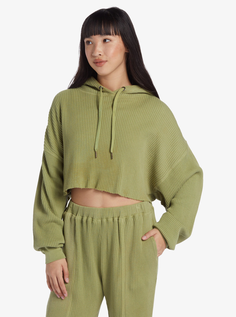 Women Roxy® Chloe Kim Off Duty Crop Hoodie Green | BAOP-07365