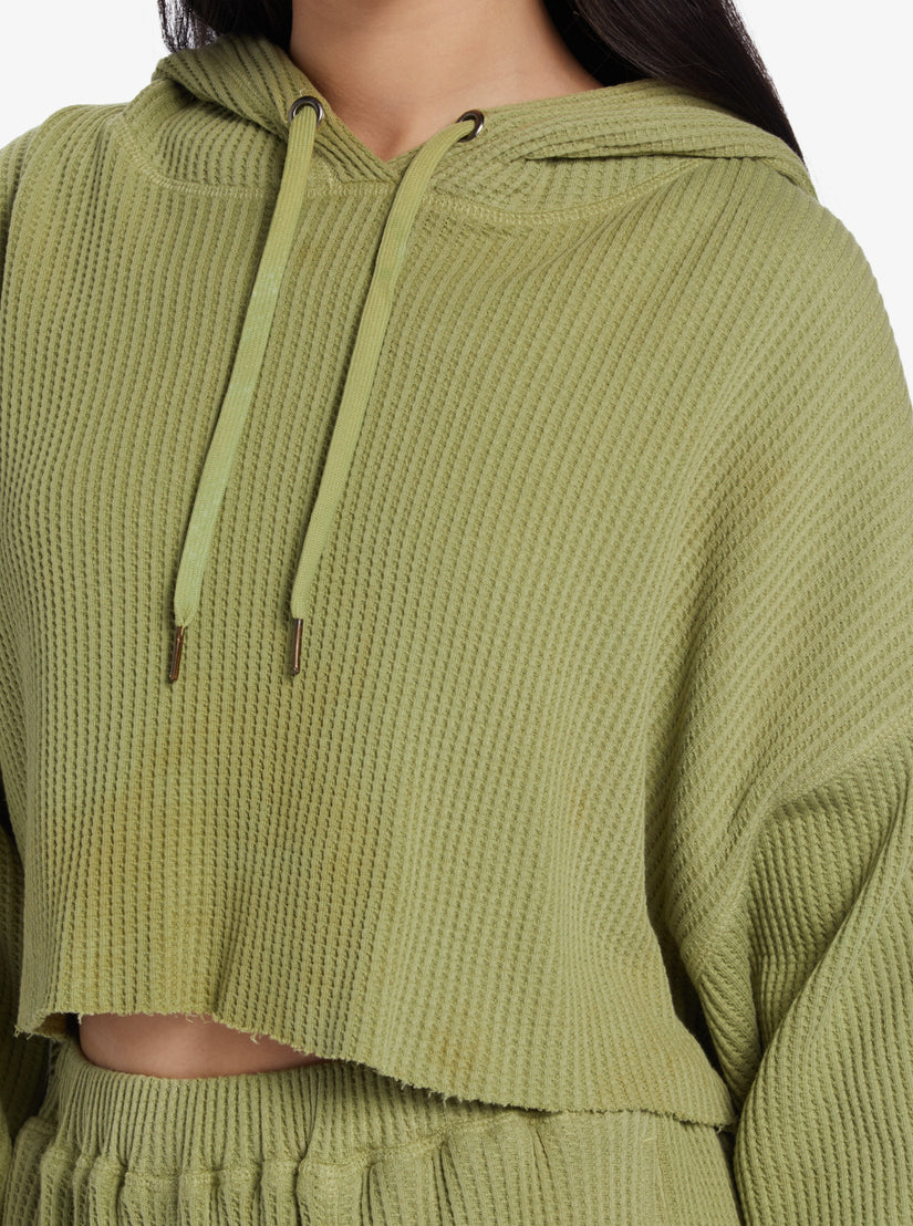 Women Roxy® Chloe Kim Off Duty Crop Hoodie Green | BAOP-07365