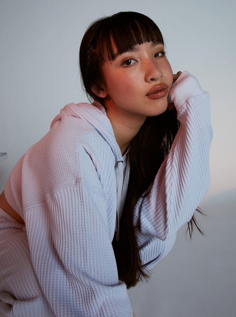 Women Roxy® Chloe Kim Off Duty Crop Hoodie Blue | YSVT-78364