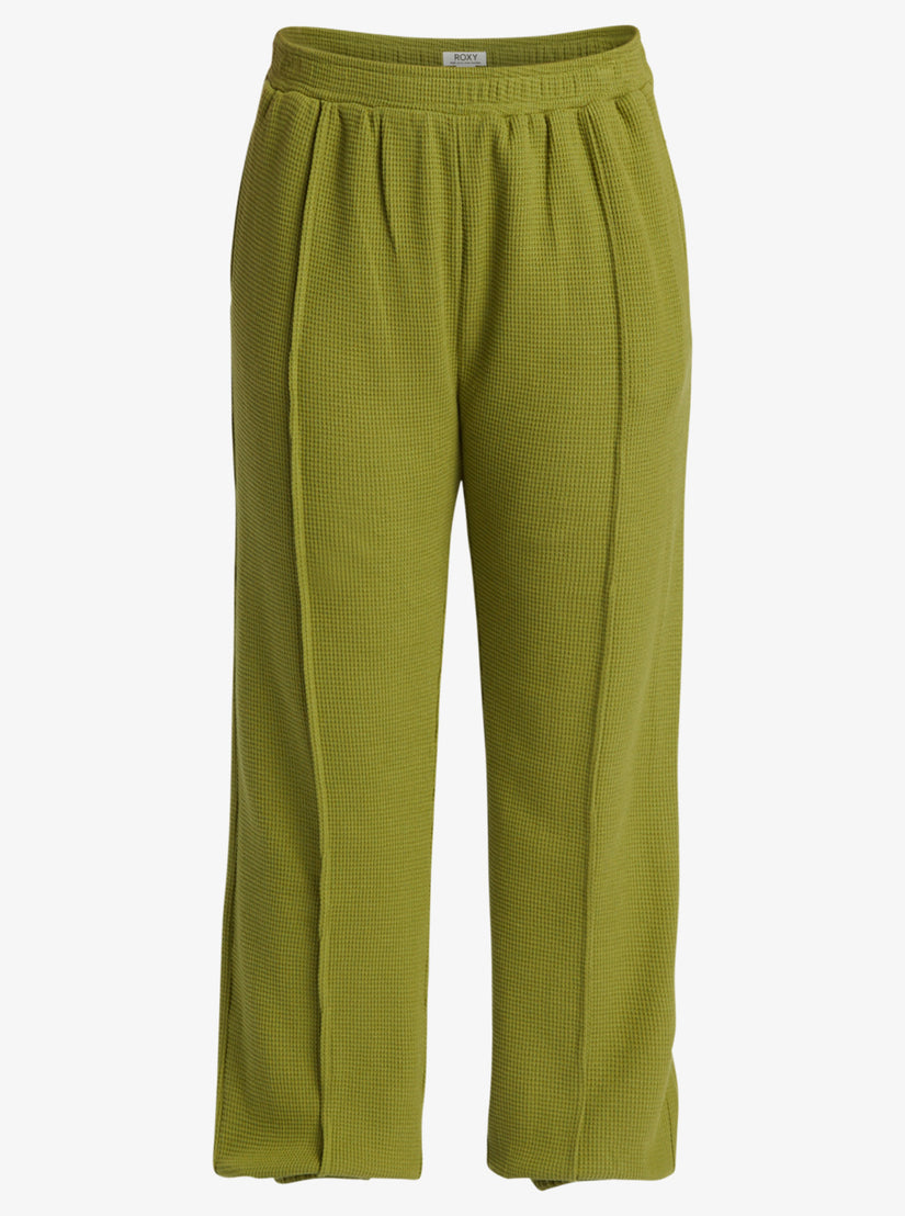 Women Roxy® Chloe Kim Off Duty Waffle Sweatpants Green | OKMZ-59826