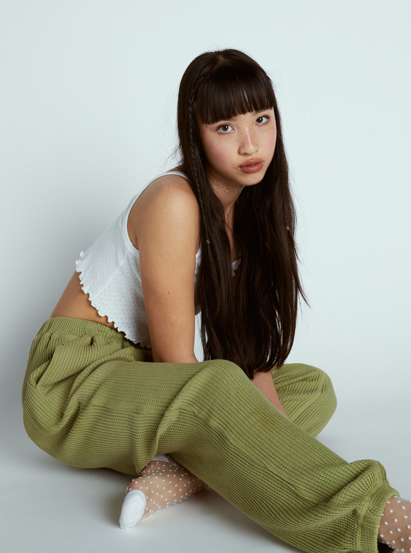 Women Roxy® Chloe Kim Off Duty Waffle Sweatpants Green | OKMZ-59826