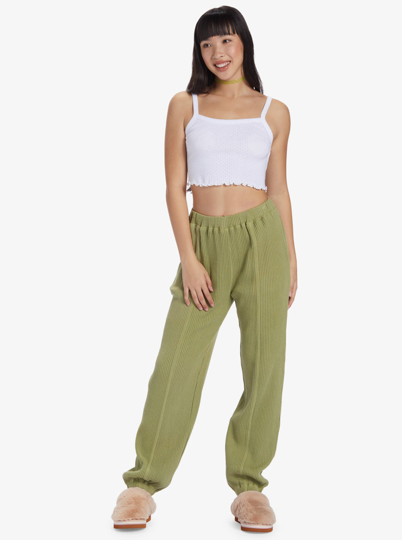 Women Roxy® Chloe Kim Off Duty Waffle Sweatpants Green | OKMZ-59826