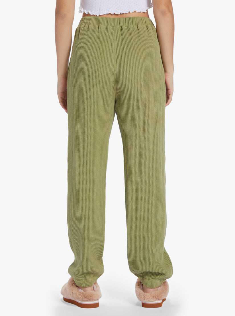 Women Roxy® Chloe Kim Off Duty Waffle Sweatpants Green | OKMZ-59826