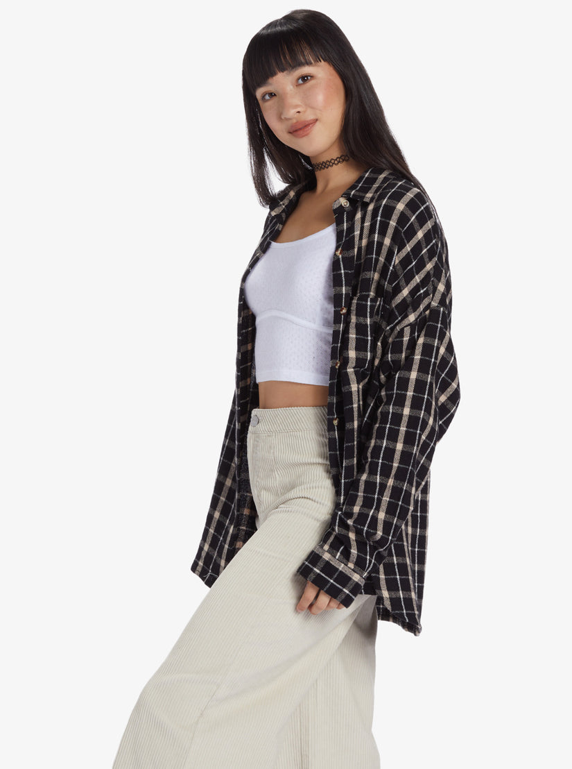 Women Roxy® Chloe Kim Oversized Flannel Shirts Dark Grey | ISHP-93714