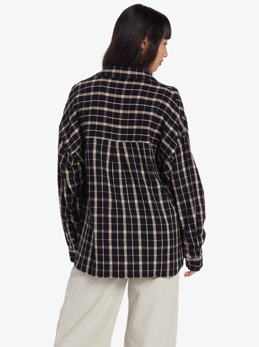 Women Roxy® Chloe Kim Oversized Flannel Shirts Dark Grey | ISHP-93714