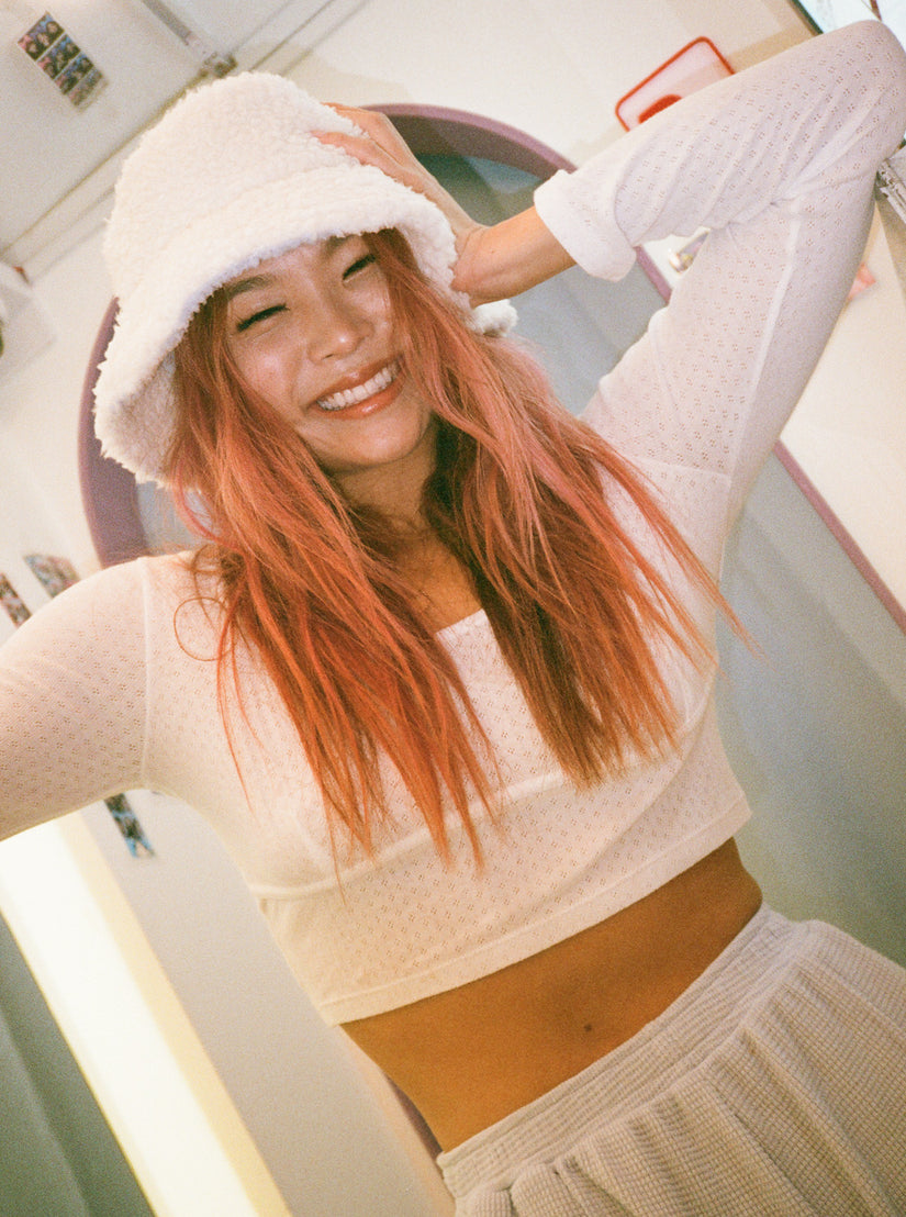 Women Roxy® Chloe Kim Pointelle Long Sleeve Tops White | NQWA-94027