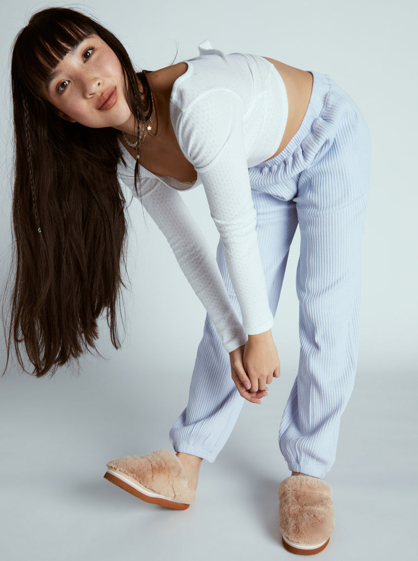 Women Roxy® Chloe Kim Pointelle Long Sleeve Tops White | NQWA-94027