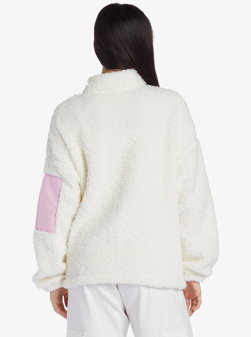 Women Roxy® Chloe Kim Pop Snow Sherpa Full-Zip Sweaters White | WDTZ-38245