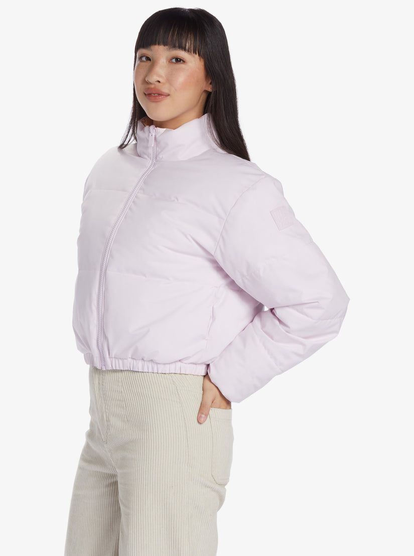 Women Roxy® Chloe Kim Reversible Puffer Bomber Jackets White | CBUD-37549