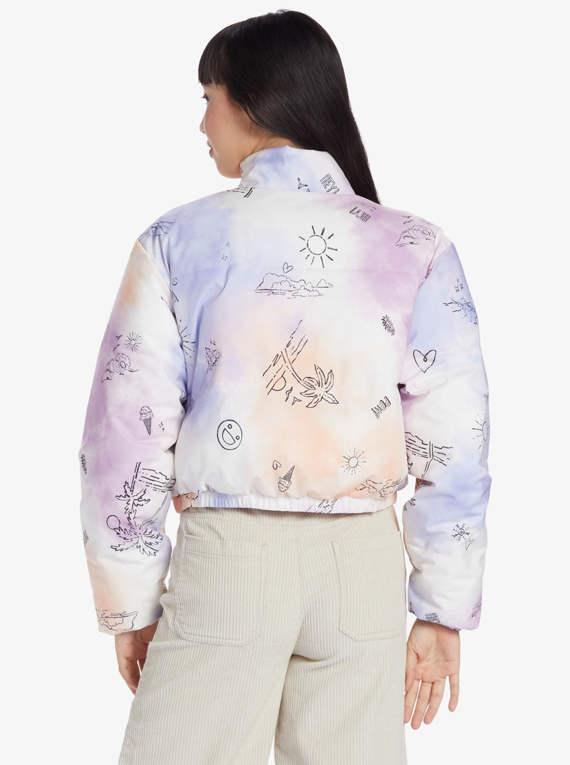 Women Roxy® Chloe Kim Reversible Puffer Bomber Jackets White | CBUD-37549