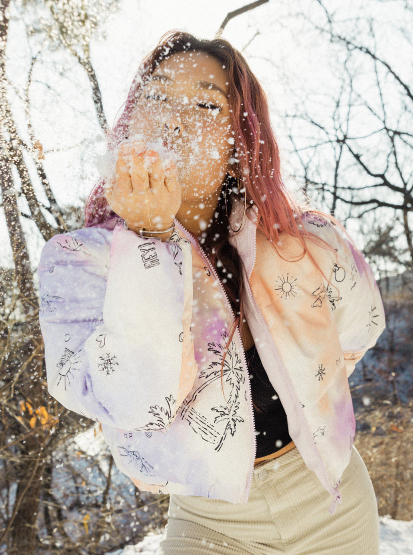 Women Roxy® Chloe Kim Reversible Puffer Bomber Jackets White | CBUD-37549