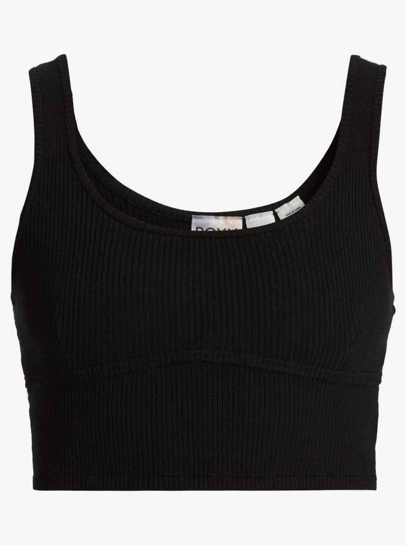 Women Roxy® Chloe Kim Ribbed Knit Tops Black | AGUZ-96185