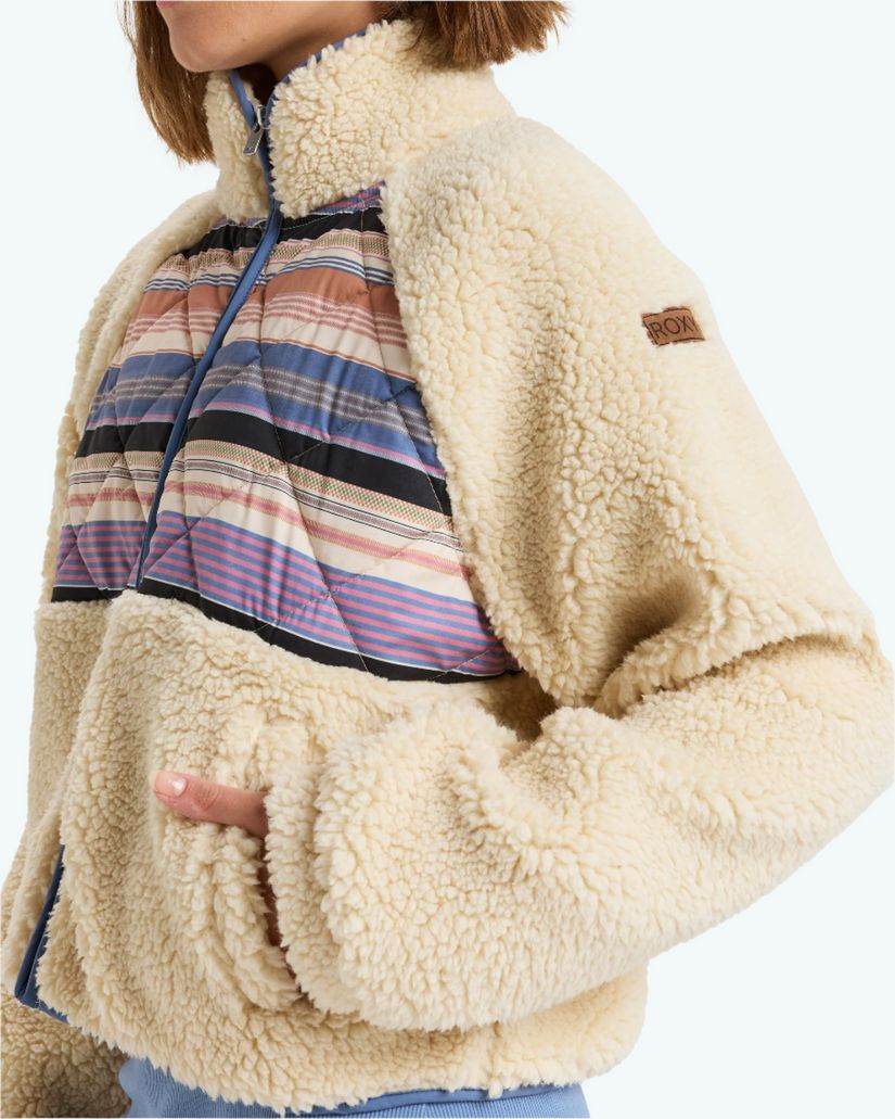 Women Roxy® Clear Sky Full Zip Polar Jackets Cream | DWSO-93826