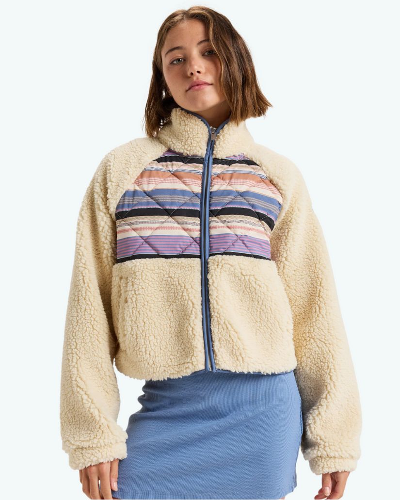 Women Roxy® Clear Sky Full Zip Polar Jackets Cream | DWSO-93826