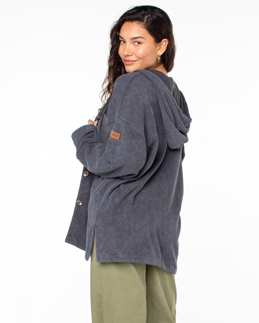 Women Roxy® Clear Water Oversize Fleece Hoodie Dark Grey | YKHZ-28390