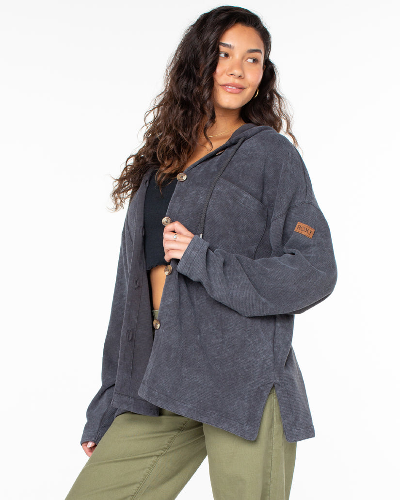Women Roxy® Clear Water Oversize Fleece Hoodie Dark Grey | YKHZ-28390
