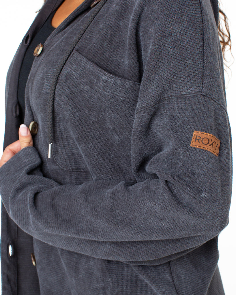 Women Roxy® Clear Water Oversize Fleece Hoodie Dark Grey | YKHZ-28390