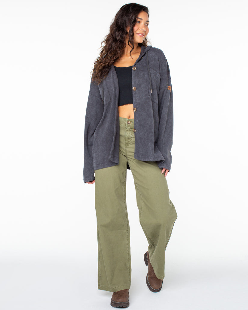 Women Roxy® Clear Water Oversize Fleece Hoodie Dark Grey | YKHZ-28390