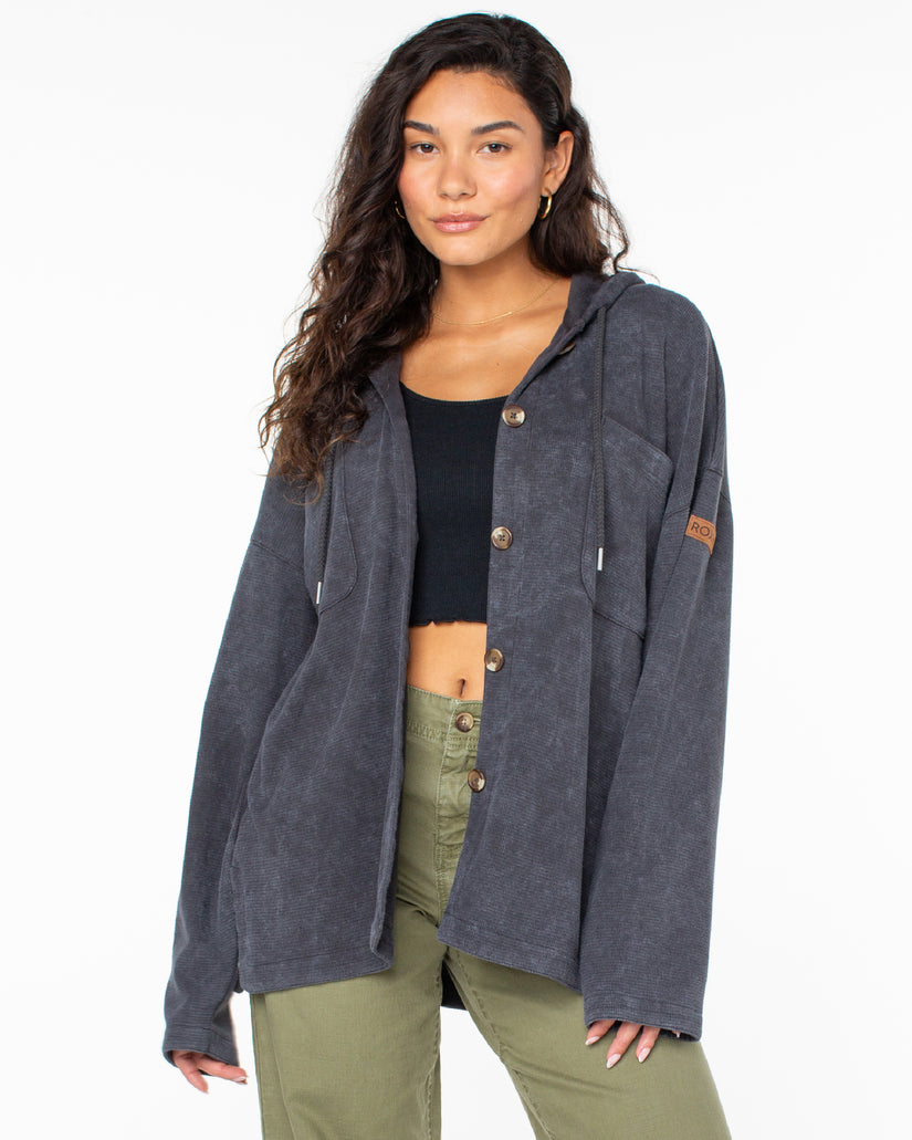 Women Roxy® Clear Water Oversize Fleece Hoodie Dark Grey | YKHZ-28390