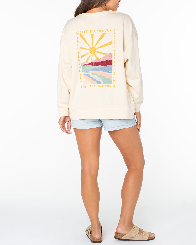 Women Roxy® Coastal Motion Sweatshirt White | TGOS-80126