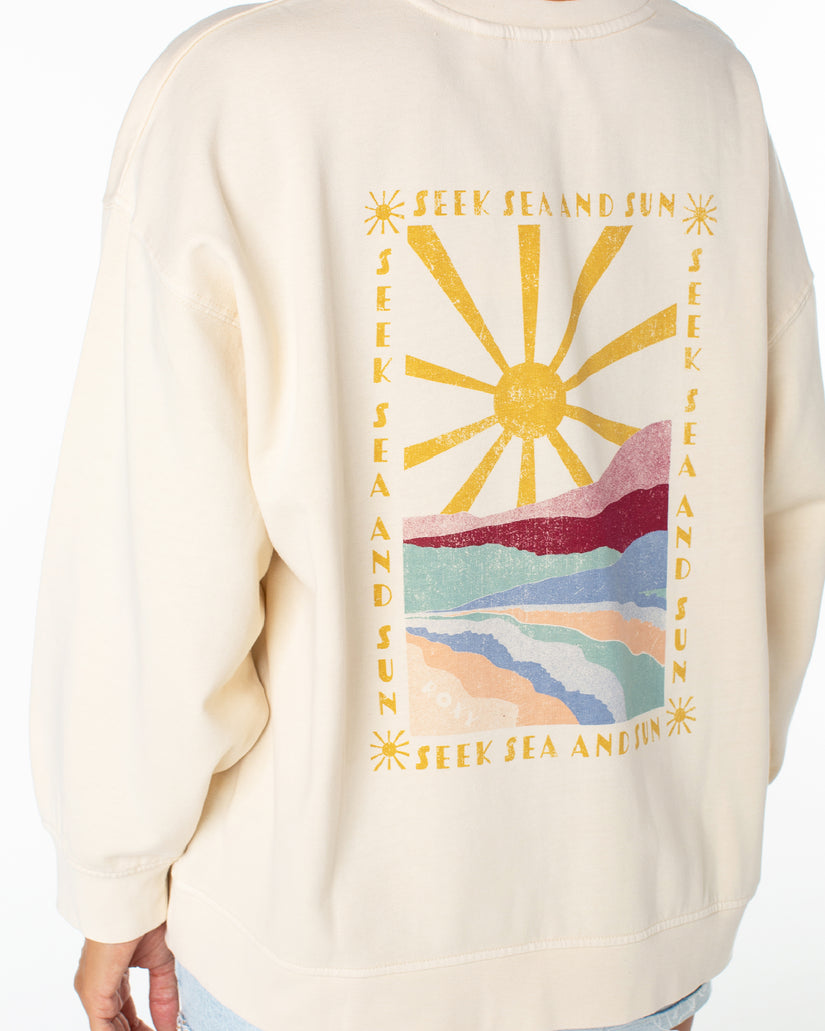 Women Roxy® Coastal Motion Sweatshirt White | TGOS-80126