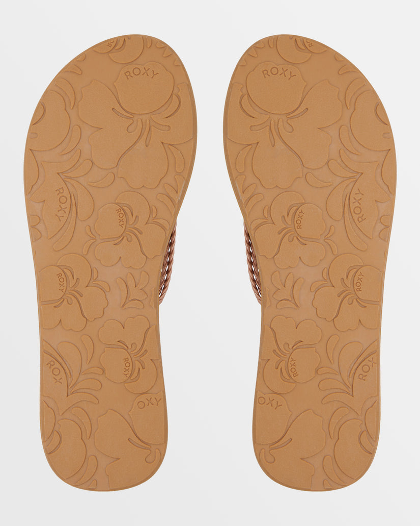 Women Roxy® Costas II Flip Flops Rose Gold | STPF-24839