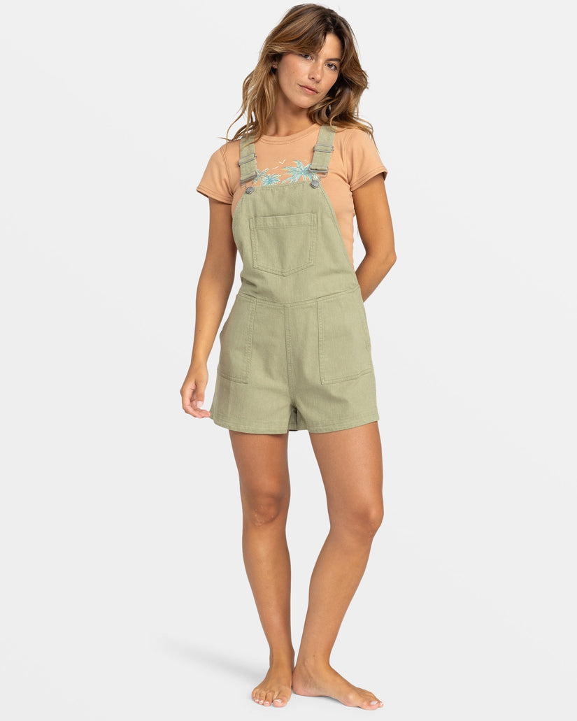 Women Roxy® Crystal Coast Short Overall Overalls Green | WAGI-30716