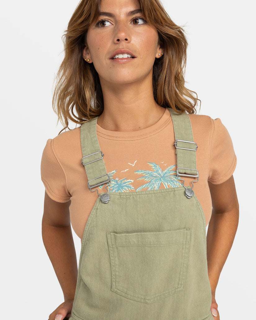Women Roxy® Crystal Coast Short Overall Overalls Green | WAGI-30716