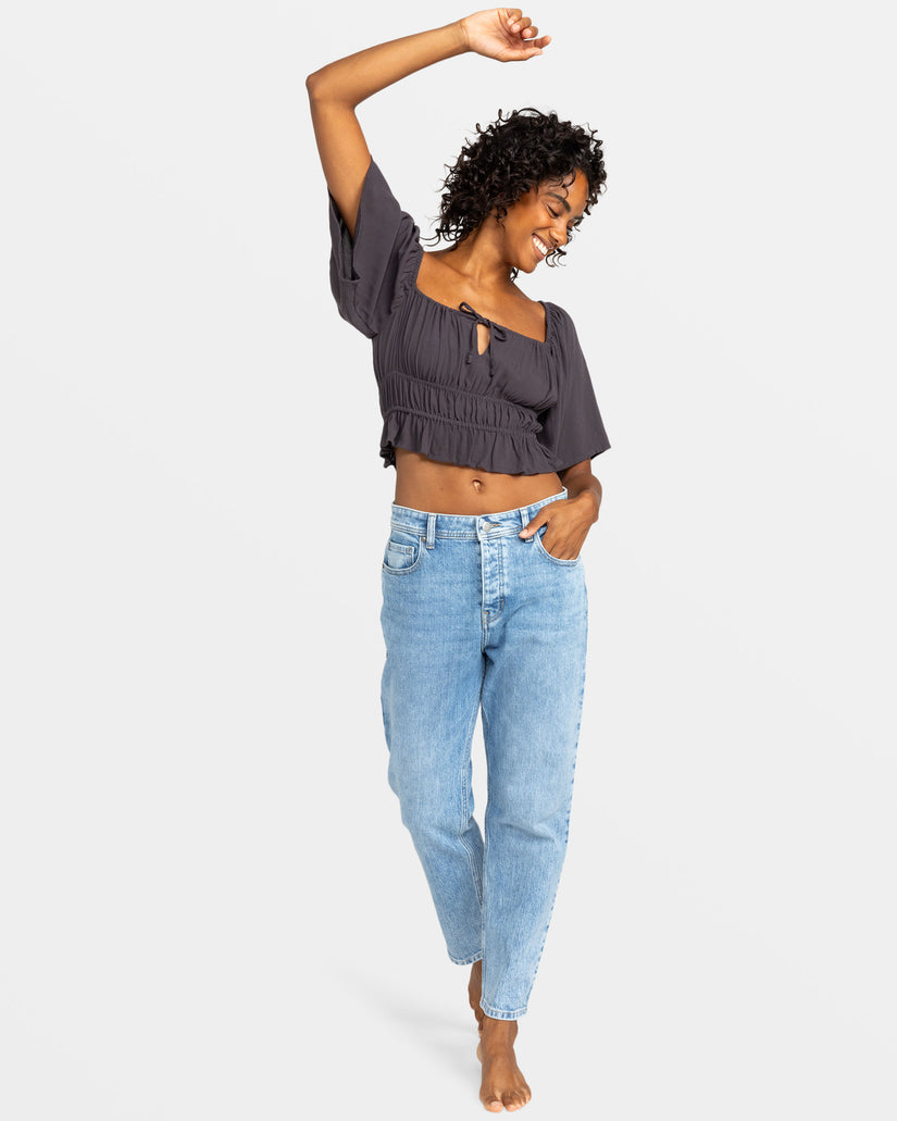 Women Roxy® Dawn Winds Crop Tops Dark Grey | EWTQ-09618