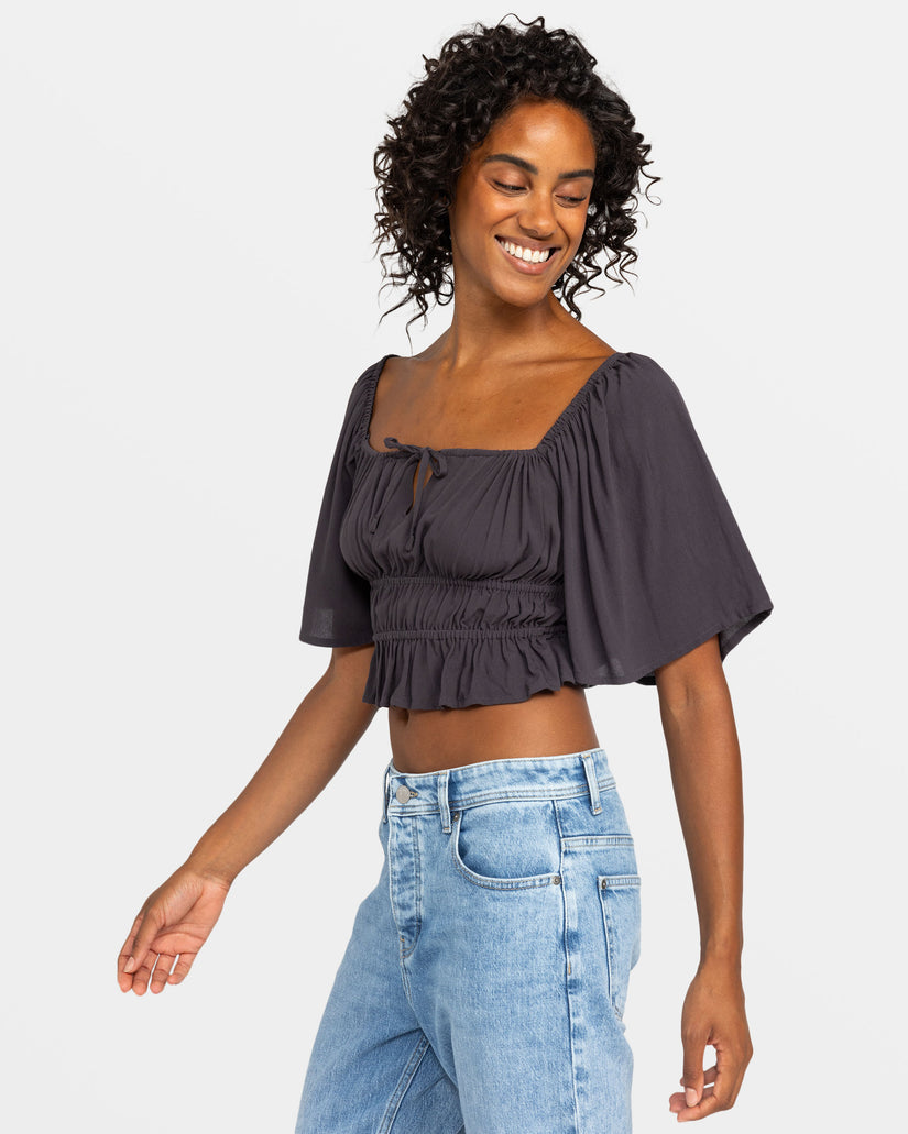 Women Roxy® Dawn Winds Crop Tops Dark Grey | EWTQ-09618
