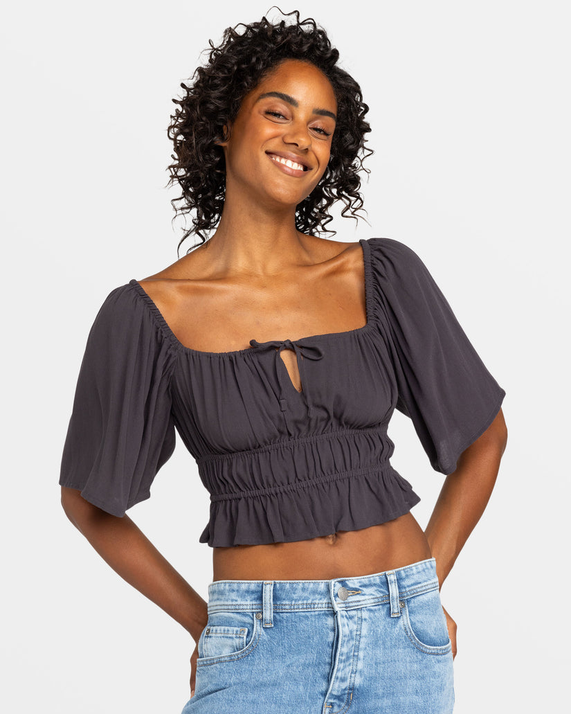 Women Roxy® Dawn Winds Crop Tops Dark Grey | EWTQ-09618