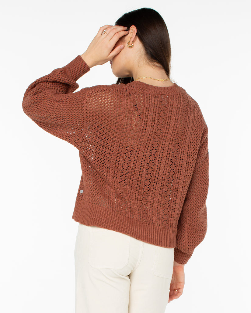 Women Roxy® Day Break Open Knit Sweaters Brown | WKXJ-05462