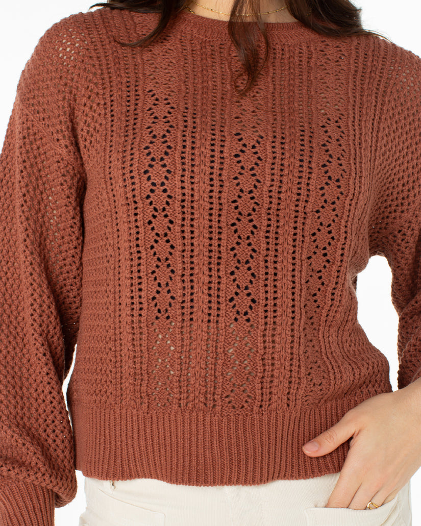 Women Roxy® Day Break Open Knit Sweaters Brown | WKXJ-05462
