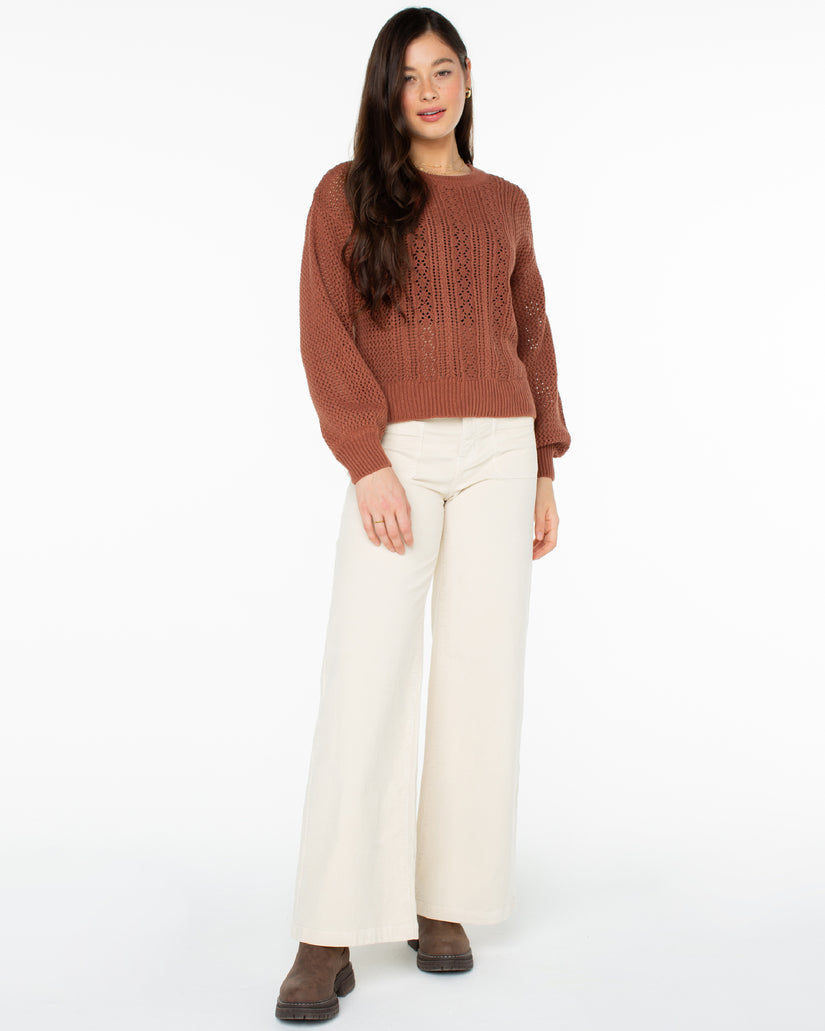 Women Roxy® Day Break Open Knit Sweaters Brown | WKXJ-05462