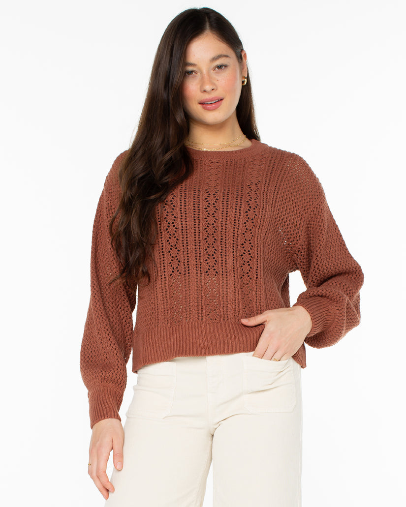 Women Roxy® Day Break Open Knit Sweaters Brown | WKXJ-05462