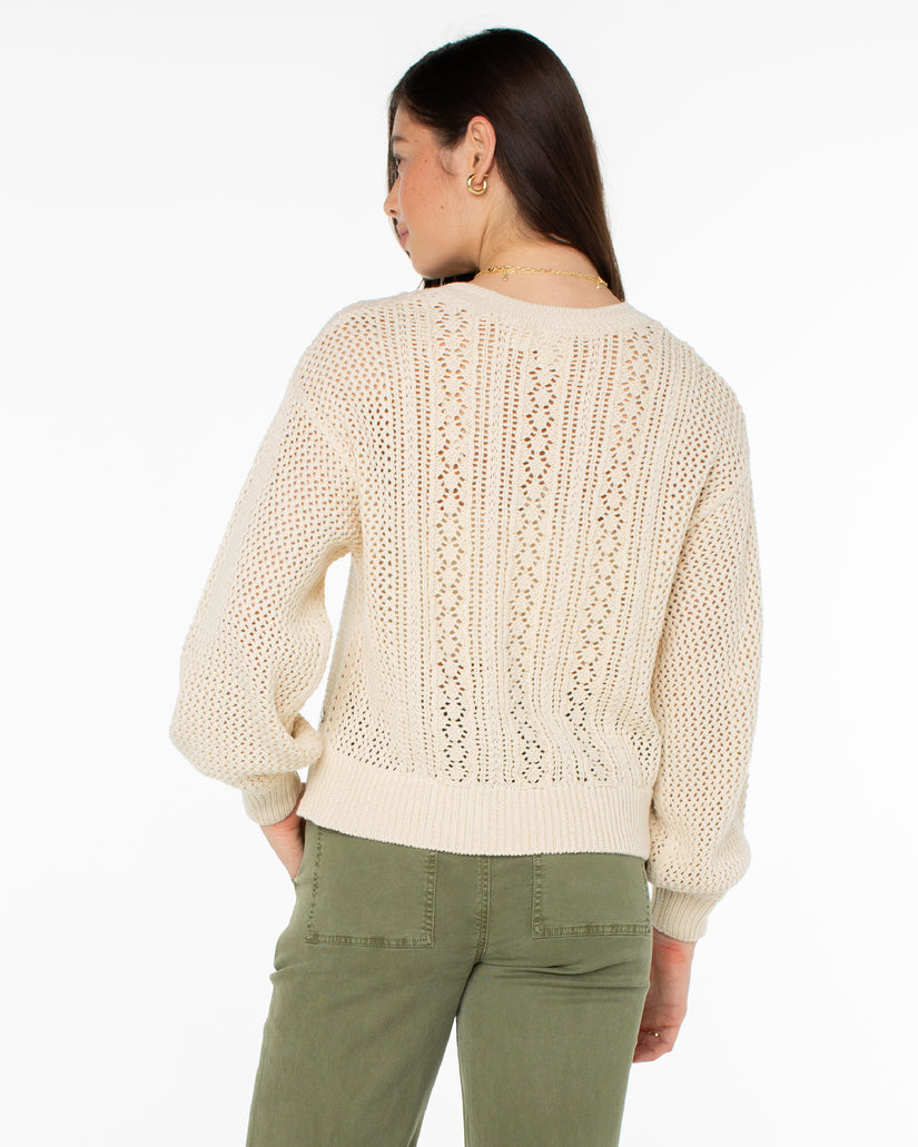 Women Roxy® Day Break Open Knit Sweaters White | QKGT-54378