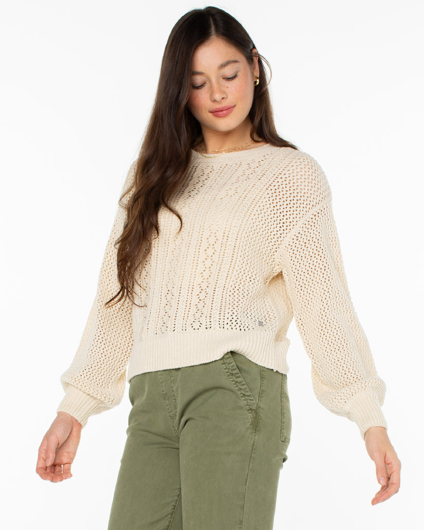 Women Roxy® Day Break Open Knit Sweaters White | QKGT-54378