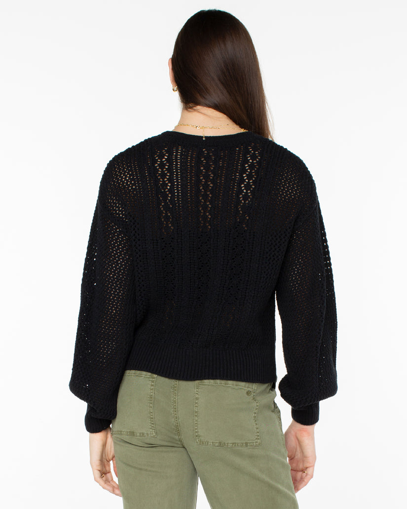 Women Roxy® Day Break Open Knit Sweaters Black | SFRL-86905