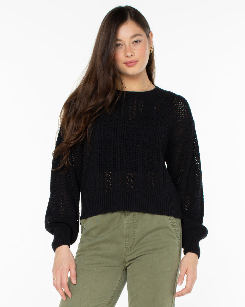 Women Roxy® Day Break Open Knit Sweaters Black | SFRL-86905
