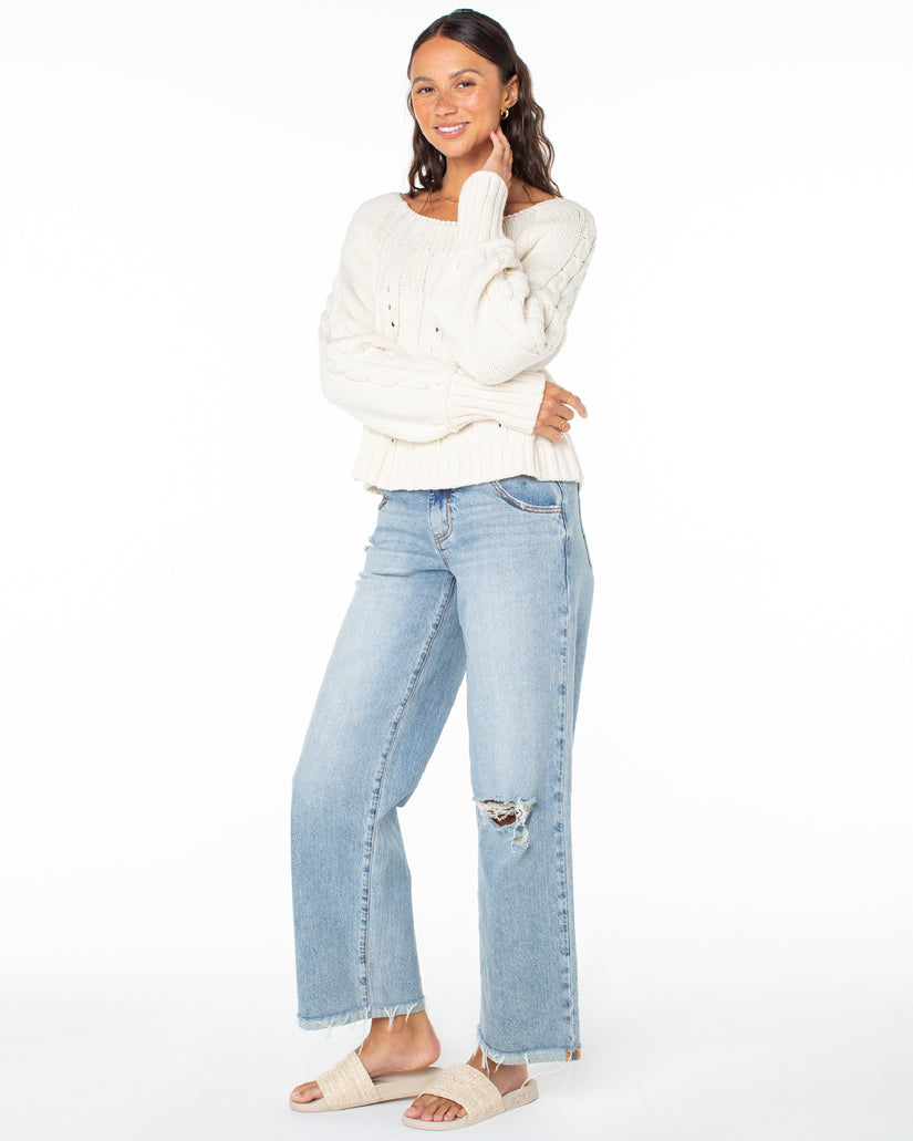 Women Roxy® Day Dream Boat Neck Sweaters White | NQHU-48915