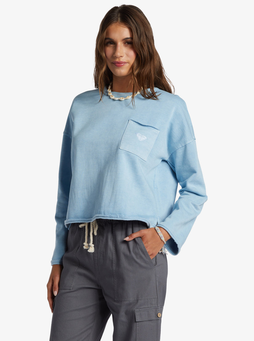 Women Roxy® Doheny Crew Neck Sweatshirt Blue | HNQS-94082