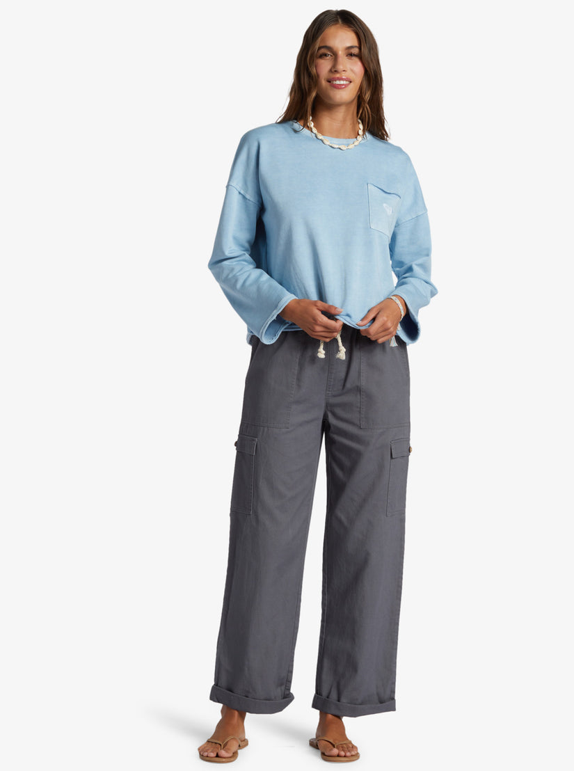 Women Roxy® Doheny Crew Neck Sweatshirt Blue | HNQS-94082