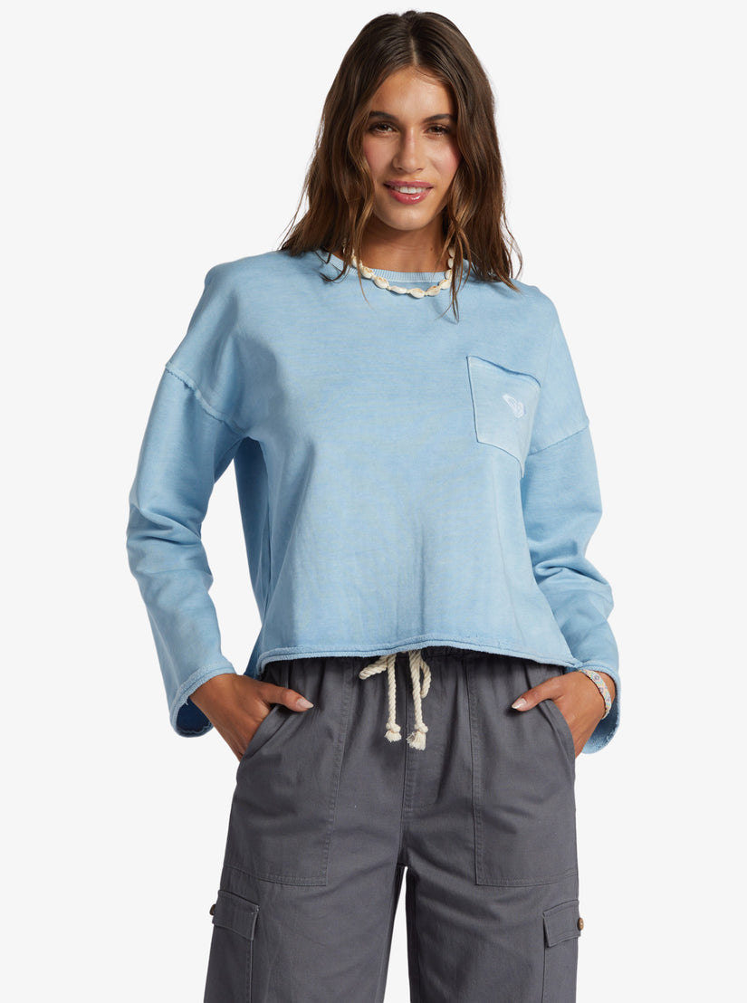 Women Roxy® Doheny Crew Neck Sweatshirt Blue | HNQS-94082