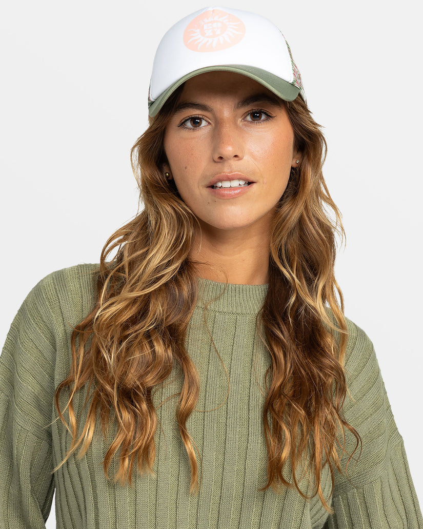 Women Roxy® Donut Spain Trucker Hats Green Flower | NERP-64172