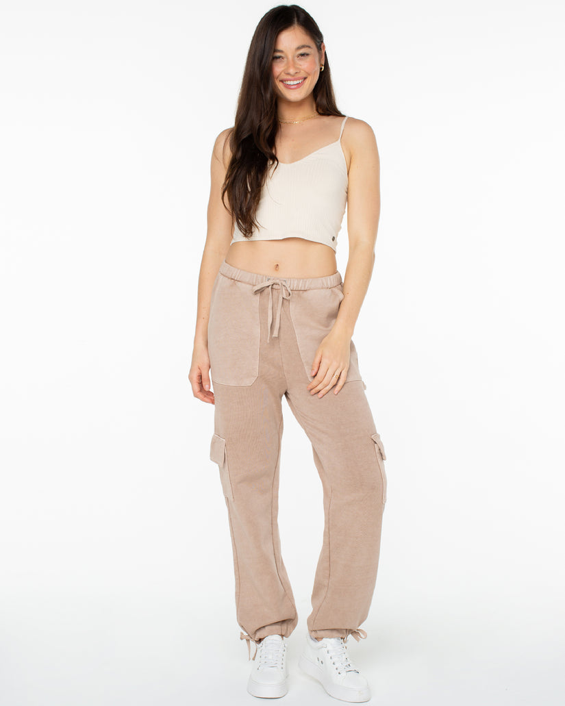 Women Roxy® Double Up Cargo Sweatpants Grey Brown | WAPC-58792