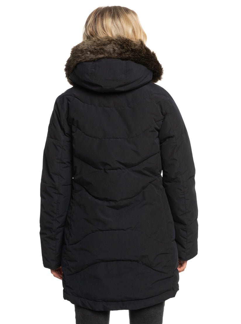 Women Roxy® Ellie Longline Winter Jackets Black | FBSK-42917