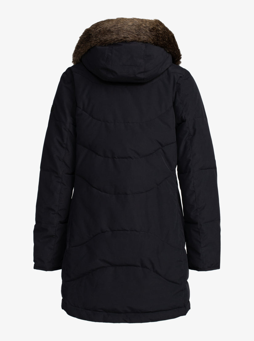 Women Roxy® Ellie Longline Winter Jackets Black | FBSK-42917