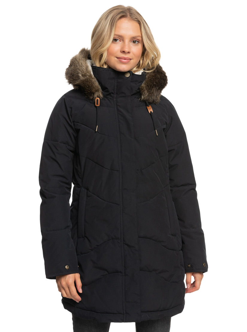 Women Roxy® Ellie Longline Winter Jackets Black | FBSK-42917