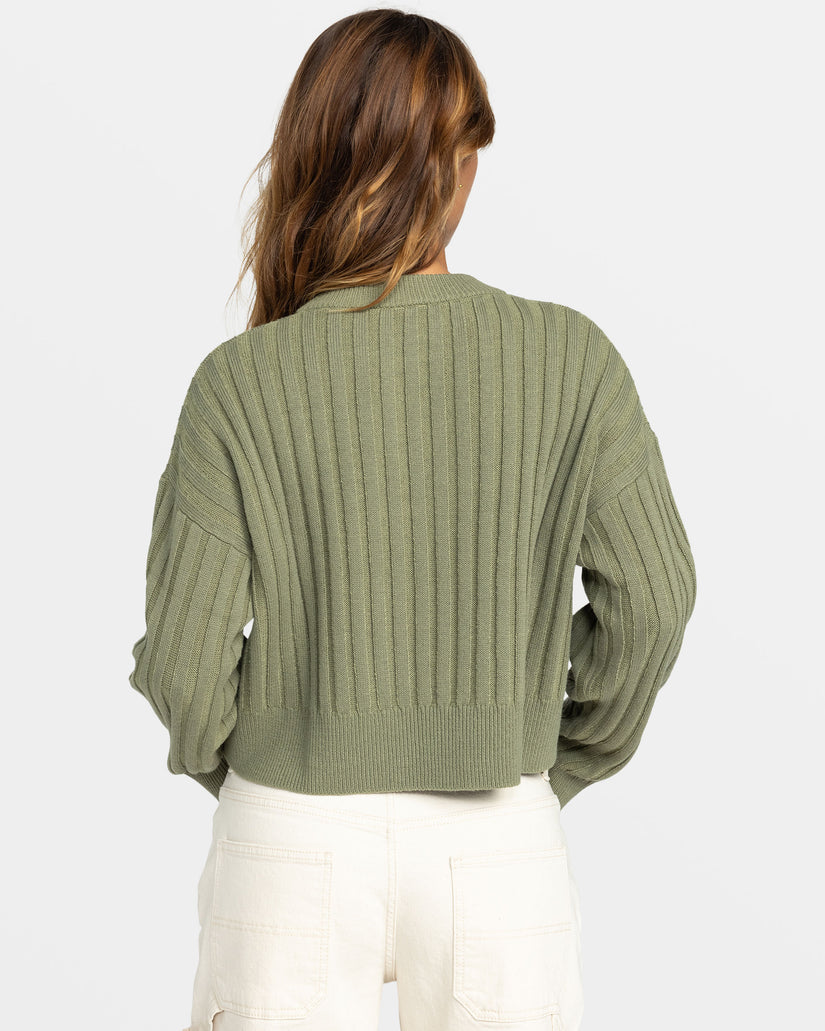 Women Roxy® Exploring Diary Crew Neck Sweaters Green | KHUR-59062